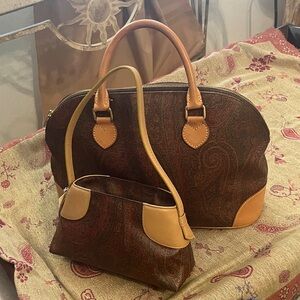 Etro Milano Brown Paisley Women's Handbag Set - Alma mom bag and matching mini